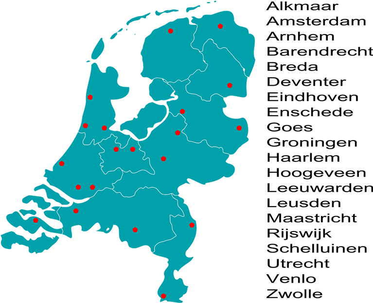 De examenlocaties van het CBR